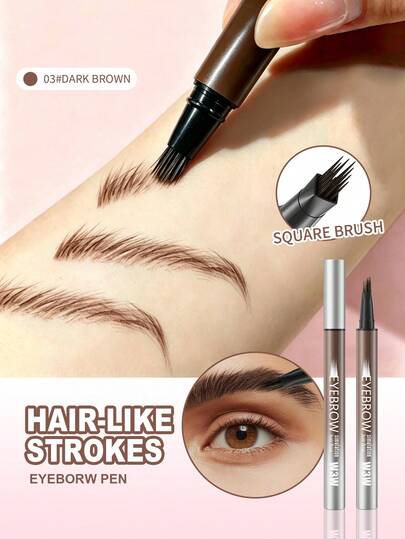 W3W Lápices de cejas 4D con punta de cepillo cuadrado profesional para trazos realistas como el cabello, resistente al agua, de larga duración, a prueba de manchas, efecto de contorno natural, fácil de aplicar, maquillaje de cejas ideal para principiantes y uso diario, regalo perfecto para fiestas o cumpleaños para mujeres que buscan cejas naturales y definidas