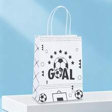 10/20个黑白极简足球主题纸袋，8种不同图案的“GOAL”印花派对礼品包装袋，足球俱乐部活动装饰，生日派对，球迷节礼品包装用品 - NF-005 - 查看 10