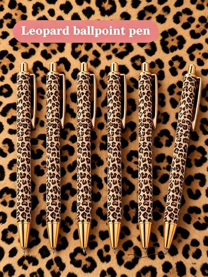 2026 New 1pc/3pcs Leopard Print Ballpoint Pen Set, Pressing Design, Interesting & Minimalist Printed Ballpoint Pens, Suitable For Diary Writing And Gifting, Perfect Wedding & Valentine's Day Gift. 5 Color Options (New Light Brown Leopard, New Dark Brown Leopard, New Light Gray Leopard, New Pink Leopard, New Purple Leopard)
