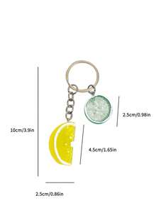 Niche Lemon Shaped Cute Keychain, Super Adorable Fresh Summer Accessory, Fashionable High-End Hanging Decoration - Green - View 5