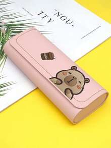 Cute Capybara Glasses Case - Cute Bear Print Faux Leather Eyewear Container For Women | Cartoon Animal Print Accessories | New Year Gifts, Valentine's Day Gift For Her | Cute School Supplies, Girls Fashion Accessories, Daily Use, Travel, Durable Protective Shell For Myopia Glasses & Fashion Glasses | Gift For Friends, Small Gift Exchange - Multicolor - View 16
