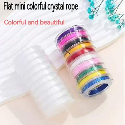 10 cuộn dây thun nhiều màu sắc, dày 0.8mm, dài 10 yard mỗi cuộn, màu sắc rực rỡ, bền và mềm mại, thích hợp làm đồ trang sức, đồ thủ công DIY, vòng tay, vòng cổ.