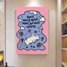 Enmarcado 1 póster de arte mural moderno escandinavo bohemio de 30,48 x 40,64 cm con diseño de gato - Decoración de habitación con mensajes positivos y un lindo gatito, lienzo , ideal para dormitorios, oficinas y habitaciones - Decoración de pared motivacional, diseño plano 2D, perfecto para decorar cualquier habitación. - Enmarcado - Ver 2