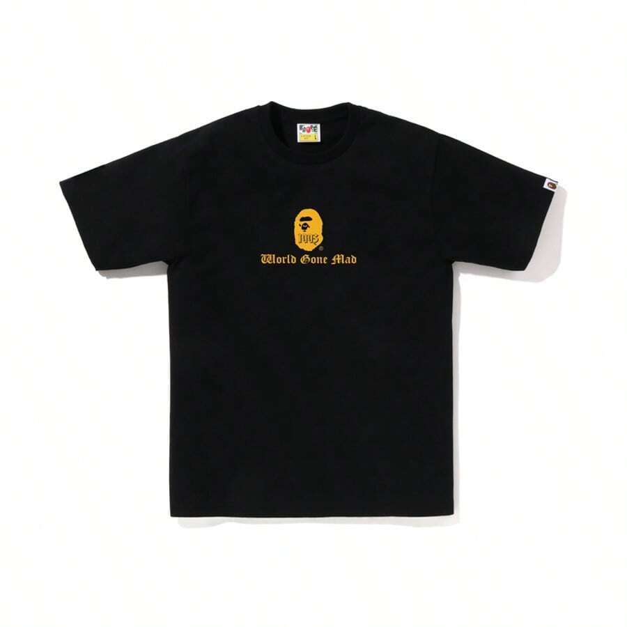 BAPE Small Ape Head "World Gone Mad" T-Shirt For Men In Black - 黑色 - 查看 1
