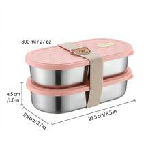 1pc/2pcs 304 Stainless Steel Lunch Box, Reusable Leak Proof Bento Box, Portable Large Capacity Lunch Container, Fruit Salad Food Storage Container, Dishwasher & Microwave Allowable, Suitable For Student And Adult Use In School, Office, Outdoor Camping, Picnic, Travel, Back To School - Multicolor - View 22