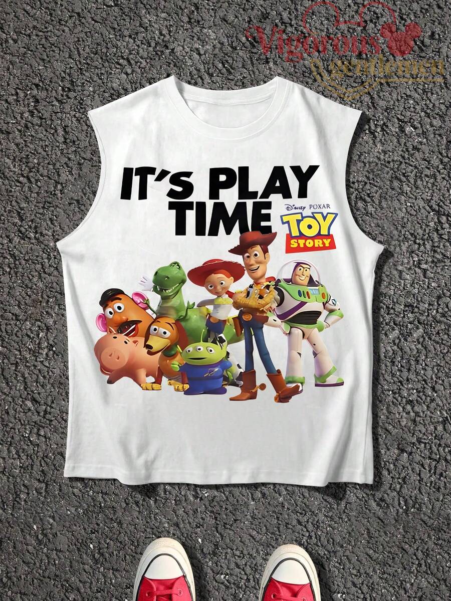 Camiseta de tirantes de verano con el grupo de Toy Story de Disney "Es hora de jugar" - Blanco - Ver 1