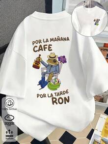 Women's Vintage Funny Frog Print Oversized T-Shirt, Casual Summer Vacation Tops - White - View 4