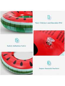 1pc Adult Inflatable Watermelon Swimming Ring - Fun Water Sports Accessory, Suitable For Adults, Essential For Beach, Made Of PVC Material. Brand New Inflatable Round Swimming Ring, Suitable For Summer Water Sports And Swimming Parties, Beach Essential Swimming Game - A - View 4