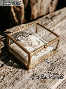 Customized Ring Box, Personalized Glass Ring Box, Wedding Engagement Ring Box, Geometric Ring Box, Ring Box Gift, Multifunctional, Reusable, Exquisite Decor, Fashionable, Suitable For Anniversary - Multicolor - View 3