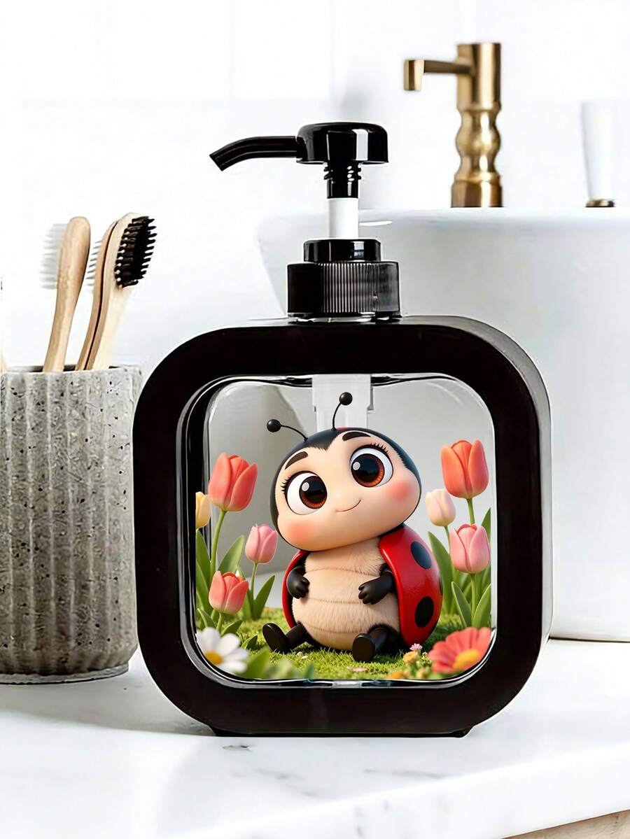 Dispensador de botella decorativo con diseño de mariquita, adecuado para jabón, lavado de manos, gel de ducha, botella de loción creativa, accesorios de baño - Multicolor - Ver 1