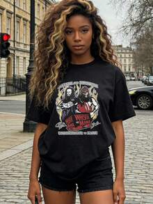 Camiseta de manga corta con cuello redondo suave y casual de verano para mujer, tops para salir, algodón, vintage, estilo callejero europeo y americano, casual deportivo, estilo unisex, estilo casual urbano, tops bonitos, Gen Z, curvas, ropa Y2K, camisetas divertidas, tops para damas, conjuntos de vacaciones para mujer, top lindo, camiseta gráfica, conjuntos de primavera, camisetas holgadas, ropa de calle retro, estilo de los 90, estilo de los 2000, subcultura, top negro, tops blancos, atuendo de fiesta de los 90. Blanco - Negro - Ver 10
