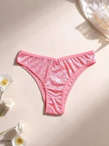 Aesletic 1 pièce Culotte de bikini pour femme en dentelle et coupe basse, sans couture, douce et confortable. Sous-vêtements de sport respirants pour le port quotidien, le sport et le yoga - Rose bonbon - Voir 2