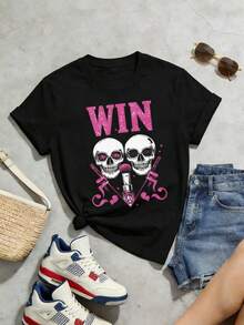 Camiseta de manga corta con cuello redondo suave y casual de verano para mujer, tops para salir, algodón, vintage, estilo callejero europeo y americano, casual deportivo, estilo unisex, estilo casual urbano, tops bonitos, Gen Z, curvas, ropa Y2K, camisetas divertidas, tops para damas, conjuntos de vacaciones para mujer, top lindo, camiseta gráfica, conjuntos de primavera, camisetas holgadas, ropa de calle retro, estilo de los 90, estilo de los 2000, subcultura, top negro, tops blancos, atuendo de fiesta de los 90. Blanco - Negro - Ver 4