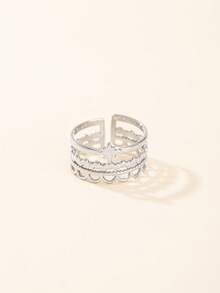 1 pieza Anillo de mujer minimalista y de moda, diseño amplio de multicapa con estrella y corona, adecuado para uso diario, regalo para amigos - Multicolor - Ver 5