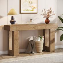 LITTLE TREE Farmhouse Console Table, 63-Inch Long Wooden Sofa Table Behind The Couch, Narrow Entr Yway Table For Entrance, Hallway, Living Room - 淺棕色 - 查看 10
