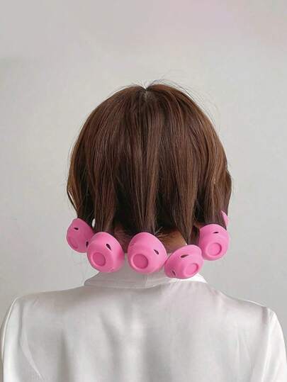 1/30 pièces Bigoudis en silicone roses, conçus sans dommage de chaleur, compacts et portables, faciles à utiliser, créent des vagues naturelles et des franges, convient aux cheveux courts à moyens, idéal pour la maison et les voyages
