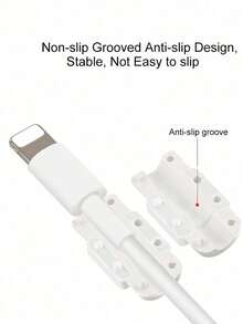 2 piezas Protector de cable de carga de teléfono de uso múltiple, funda de cable de datos, accesorio de teléfono protector de cable - Blanco - Ver 6