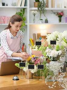 Bảng viết phấn nhỏ bằng gỗ có chân đế, bảng đen hình chữ nhật, thích hợp để trang trí tiệc, tiệc buffet, đám cưới và sinh nhật - Trang trí tiệc - Xem 4