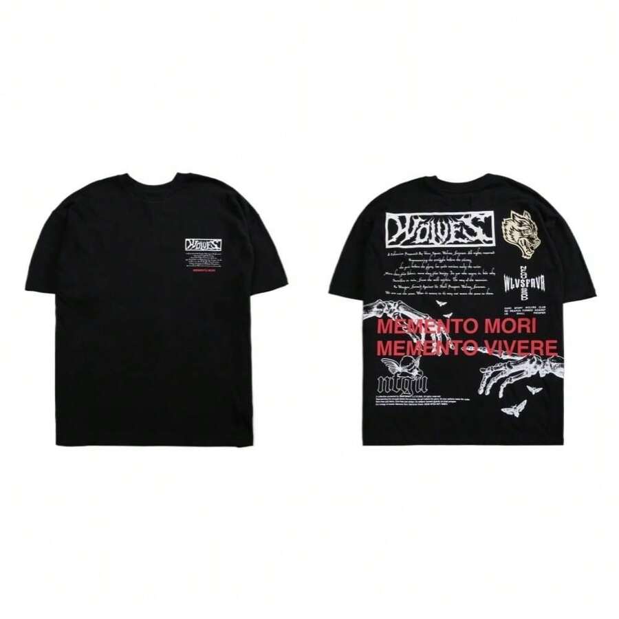 DARCSPORT American-Style Retro T-Shirt For Couples, Men's Top, Pure Cotton Loose-Fit Round-Neck T-Shirt - T260112 Màu đen - Xem 1