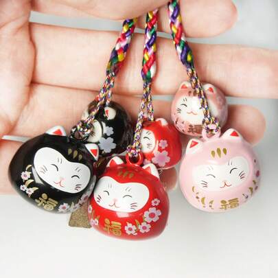 Chuông triệu hồi thiên thần, Cặp mèo may mắn Maneki-Neko vẽ hoa anh đào, Chuông nước hình mèo may mắn, Móc khóa túi xách, điện thoại & chìa khóa, Thích hợp cho các lễ kỷ niệm và tiệc tùng.
