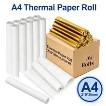 6张A4热敏纸（210毫米 x 30毫米）- 7米长，防褪色打印，通用兼容便携式打印机，家庭和办公室批量替换装 - 查看 5