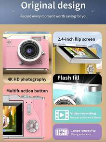 1080P HD Portable Digital Camera, Suitable For Photography And Video Recording, Auto Focus Function, High Pixel Resolution, Anti-Shake Technology, 180° Flip Screen, 8x Digital Zoom Function, (Built-In 800mAh Rechargeable Battery) - View 6