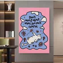 Enmarcado 1 póster de arte mural moderno escandinavo bohemio de 30,48 x 40,64 cm con diseño de gato - Decoración de habitación con mensajes positivos y un lindo gatito, lienzo , ideal para dormitorios, oficinas y habitaciones - Decoración de pared motivacional, diseño plano 2D, perfecto para decorar cualquier habitación. - Enmarcado - Ver 3
