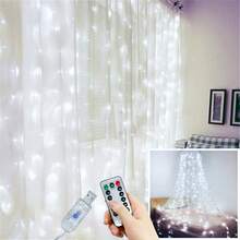 1 bộ đèn dây rèm USB có điều khiển từ xa, 8 chế độ đèn LED, trang trí cây thông Noel, đèn rèm cửa sổ phòng ngủ, đèn vòng hoa, trang trí Giáng sinh/Halloween/nhà cửa, trang trí đám cưới/tiệc tùng/sinh nhật/sân vườn. - đèn rèm USB - Xem 20