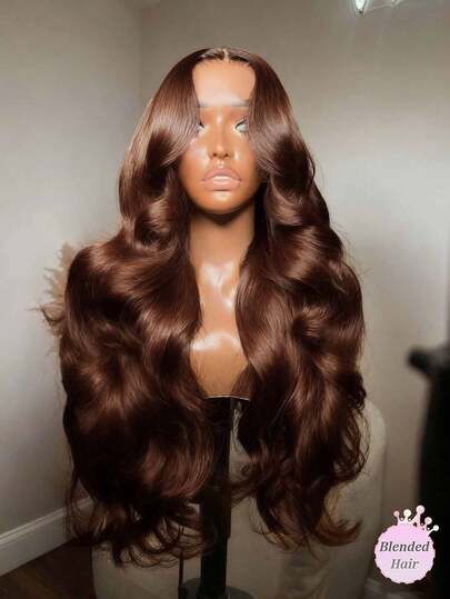 Chocolate Brown 13x4 HD Transparent Lace Front Wigs Human Frontal Hair 13x6 Big Lace Area #4 Colored Body Wave Lace Front Wig For Women 200% Density Fashion Color Blended Hair Frontal Wig Free Part Realistic Looking 22 Inch