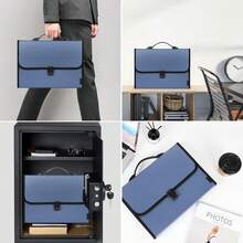 Archivador expandible , organizador de archivos de 13 bolsillos, carpeta plegable expandible para facturas y recibos, tamaño A4 con tapa (azul) - Gris - Ver 8