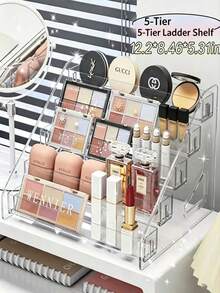 1 Bộ Giá Để Bàn Trong Suốt Bằng Acrylic, Giá Để Điện Thoại, Giá Để Phấn Mắt, Sơn Móng Tay, Giá Trưng Bày Phấn Bông, Giá Đựng Đồ Trang Điểm cho Phòng Ngủ Bé Gái, Đồ Dùng Lưu Trữ Gia Đình, Vật Dụng Lưu Trữ - Trong sáng - Xem 2
