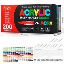 12/24/36/48/60/72/120/168/240/280/360/408 Colors Acrylic Marker Pen Set, Portable Suitcase Design, Soft Tip Auto-Ink System, Strong Coverage, Suitable For Graffiti, Coloring, Artists, DIY Crafts, Canvas, Wood, Glass, Stone, Fabric, Great For Back To School! - Multicolor - View 30