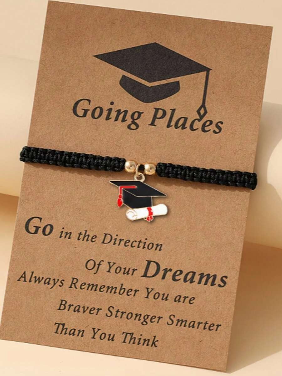 1pc Minimalist Doctor Cap, 2026 Wax Thread Braided Bracelet, Suitable As Graduation Gift - Multicolor - View 1
