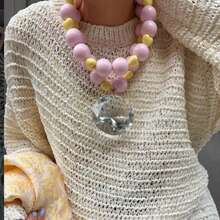 Dây chuyền choker bản to thủ công nhiều lớp màu xanh lá cây và đỏ với hạt cườm, mặt dây chuyền chạm khắc đá pha lê nhựa, kiểu dáng thời trang mùa lễ hội dành cho nữ. - Máy khoan - Xem 2