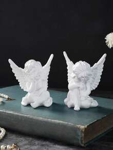 1/2pcs European Style White Angel Doll Desktop Decor, Hand-Painted ABS Resin Crafts, Home, Shop, Restaurant Decoration And Photography Props, Room Decor, Furniture Decoration - New Model - View 12