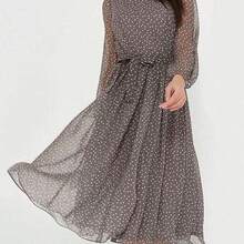 PoPoHouse Women's Elegant Summer Ditsy Floral Dress, Lantern Sleeve Round Neck, Vacation Wear, Spring/Summer - azul real - Ver 2