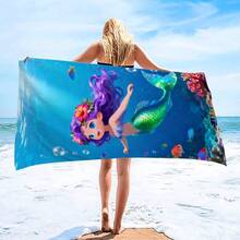 1 Khăn tắm biển hình nàng tiên cá hoạt hình, chất liệu microfiber siêu mềm, cỡ lớn, thấm hút cực tốt, thích hợp cho du lịch, hồ bơi, lặn, lướt sóng, yoga, cắm trại. Có nhiều kích cỡ khác nhau, phụ kiện bãi biển cho bãi biển, hồ bơi, du lịch, cắm trại, yoga. - Nàng tiên cá - Xem 6