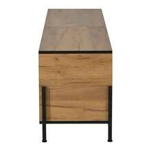 153 X 40 X 50 Cm TV Cabinet, Lowboard, TV Stand With 4 Doors, Contrasting Geometric Design, Suitable For TVs Around 65 Inches, In Natural Wood Color With Black Lines. - Natural Wood - 查看 4
