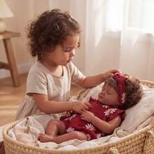 20 Inch Lifelike Reborn Black Baby Girl Doll, Realistic Sleeping Newborn With Soft Cloth Body, Brown Curly Hair And Red Daisy Outfit, Baby Doll Set With Gift Box, Magnetic Pacifier, Bottle, 2 Rattle Toys, Diaper And Birth Certificate, Doll Gift For Kids 3+, Playtime, Display And Collection - Multicolor - View 6