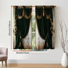 2 buah Tirai Motif Datar Gaya Istana Eropa, Desain Satin Hijau Tua, Memancarkan Kemewahan dan Keanggunan, Cocok untuk Dekorasi Ruang Tamu dan Kamar Tidur Kelas Atas, Kantong Batang, Bahan 100% Poliester - MultiWarna - View 15