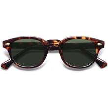 - Lentes de sol polarizados redondos retro vintage pequeños para rostro delgado protección UV400 SJ2251 - Tortuga ámbar/Verde - Ver 2