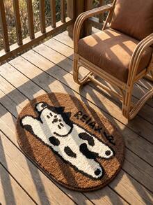 1 Piece Cute Cat Pattern Oval Fluffy Bathroom Floor Mat, Made Of Imitation Cashmere Material, Soft And Comfortable Bathroom Mat, Machine Washable, Suitable For Shower Rooms, Entrance Passages, Bedroom Home Decoration, Universal In All Seasons - A - View 9
