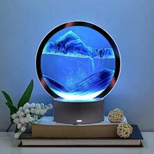 1入組led創意沙漏,節慶禮品,玻璃液體沙畫夜燈,usb/電池雙重使用感應夜燈,臥室環境用桌燈,家居裝飾,送給朋友的禮物 - 玻璃流沙畫小夜燈 - 查看 5
