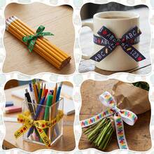 1 Roll 5 Yards (1cm) Back To School Decorative Ribbon, Preschool Apple Pencil ABC Ribbon, Welcome School Woven Ribbon, Suitable For Crafts, Gift Wrapping, Party Decoration, Hair Accessories Bows, Wreath Gift Packaging Decorations - View 7