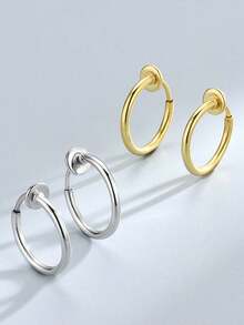 1 chiếc khuyên tai/khuyên mũi bằng bạc sterling 925, không cần xỏ lỗ tai, khuyên tai sụn, khuyên mũi kẹp, phù hợp cho nữ. - Vòng mũi đơn - Xem 5