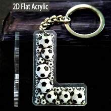 2D Acrylic Flat Football Letter Keychain, Designed For Football Players And Fans, Suitable For Football Themed Party Gifts, Souvenirs, Bag Charms, Training And Match Key Accessories - Football-themed Letter Keychain 01 - View 16