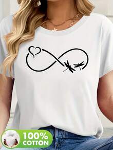 -Casual Short-Sleeved, Round-Neck Shirt With Printed Pattern, New Design For Women. - White - View 8