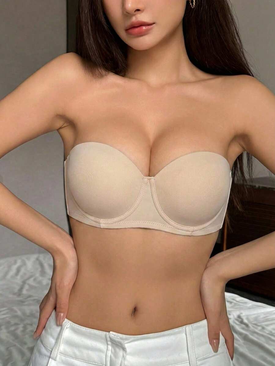 DAZY Peach Girl Beige Smooth Underwire Bra With Half Cup, Comfortable Women's Lingerie With Supportive Underwire And Stylish Back Design