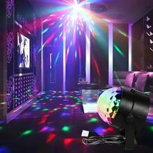 RGB Dynamic Lighting Crystal Ball Projector Lamp, Portable USB Powered, One-Key Party Mode, Sound Activated Rotation, Suitable For University Campus Events, Dorm Decoration - Star - View 11