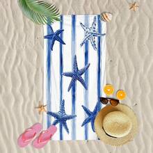 1pc Ultra Soft Starfish Pattern Beach Towel, Suitable For Beach, Pool Party, Vacation - Beach & Pool Accessories - Style2 - View 4